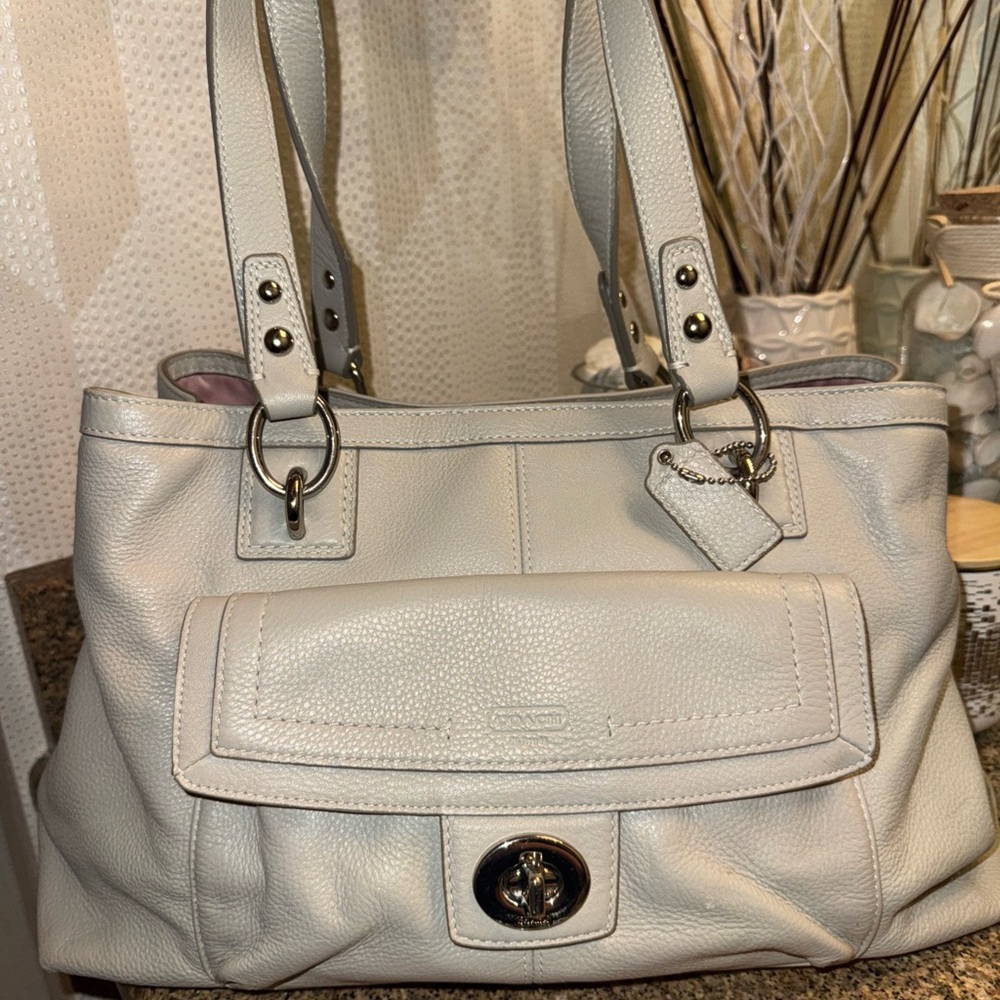 Coach Gray Pebbled leather 19044 Leather Tote Bag